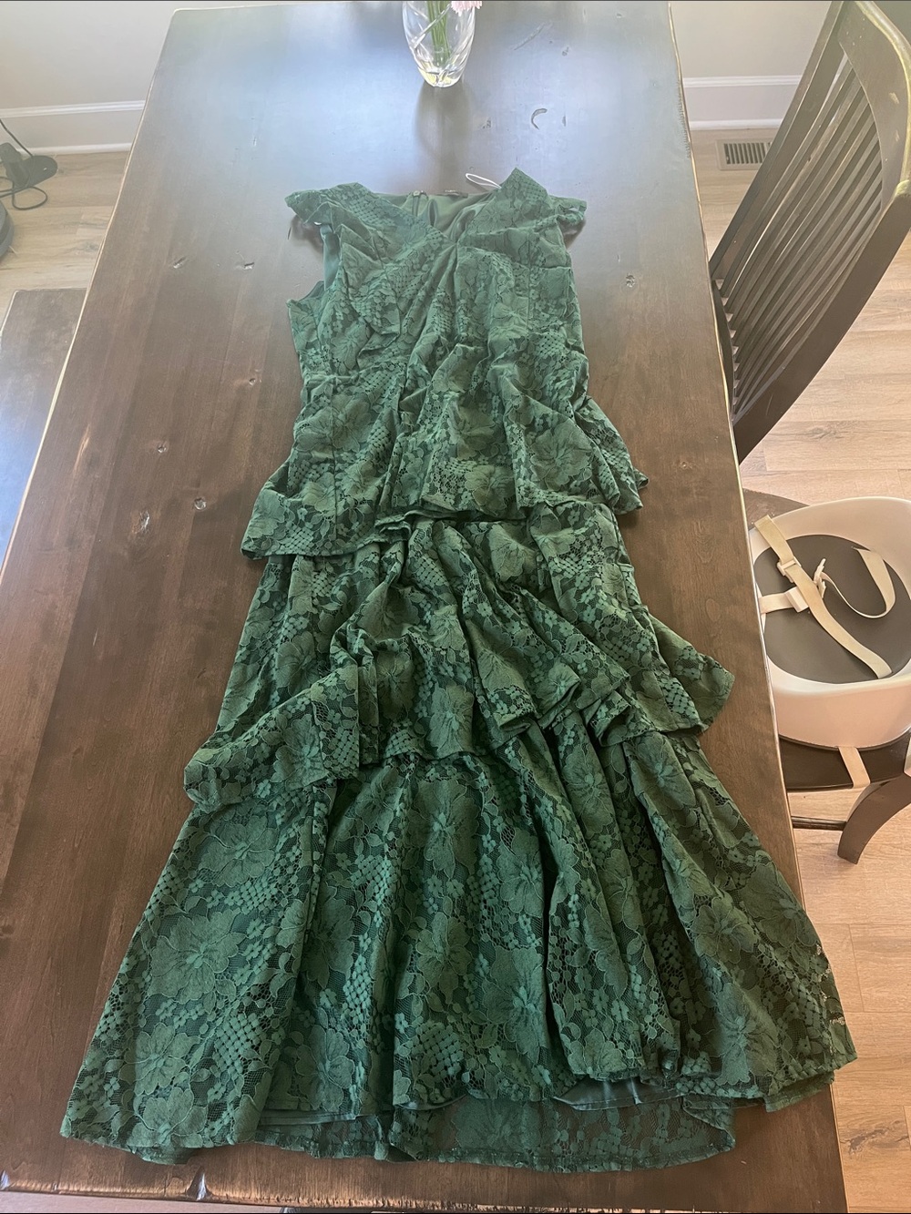 Elegant Green Lace Tiered Women's Dress- Lulus